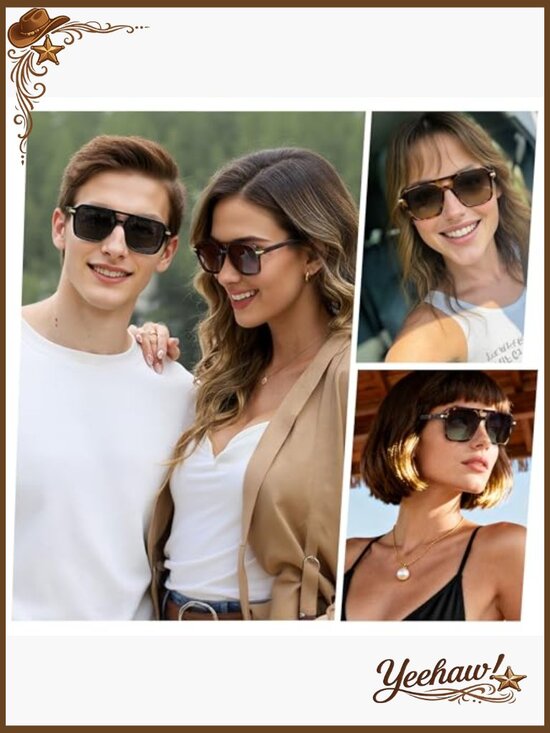 Retro Aviator Sunglasses Polarized UV400 Vintage Square Pilot Shades Unisex main image 6